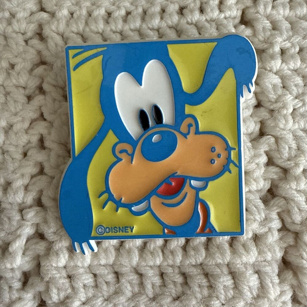 RARE Vintage 1990s Goofy Acrylic Disney Fridge Clip Magnet Green And Blue